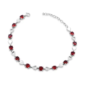 Zarkan 925 Silver Ruby Minimal Bracelet