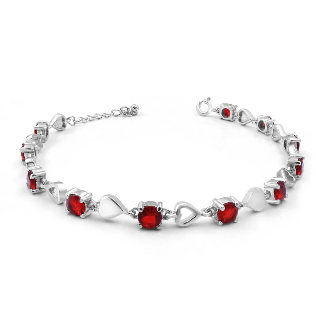 Zarkan 925 Silver Ruby Minimal Bracelet